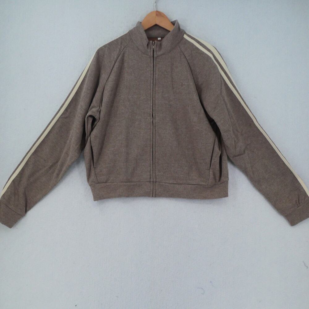NEW Halara Women's XL Ribbed Stand Collar Long Sleeve  Jacket Brown - Picture 2 of 11